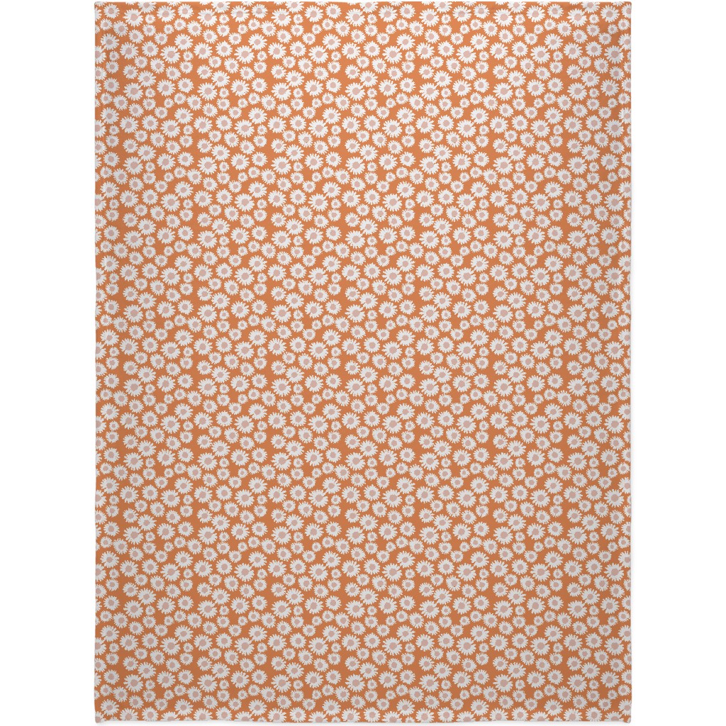 Boho Daisies - Flowers - Muted Orange and Blush Blanket, Fleece, 60x80, Orange, Orange