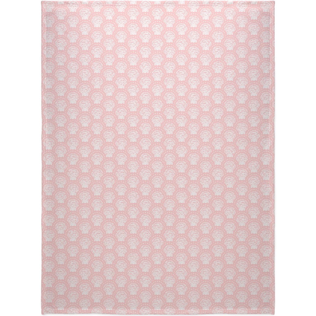 Pretty Scallop Shells - Pink Blanket, Fleece, 60x80, Pink