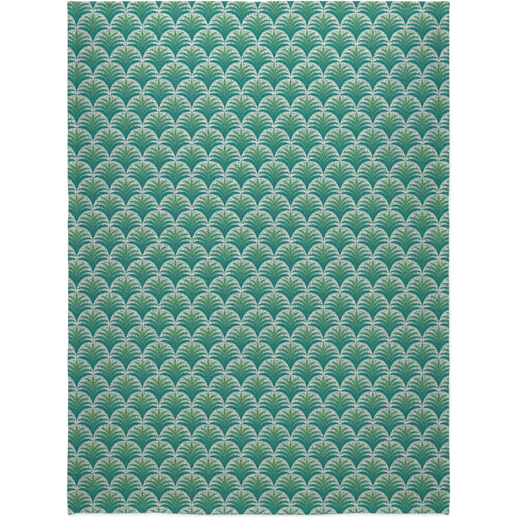 Boho Palms - Green Blanket, Fleece, 60x80, Green