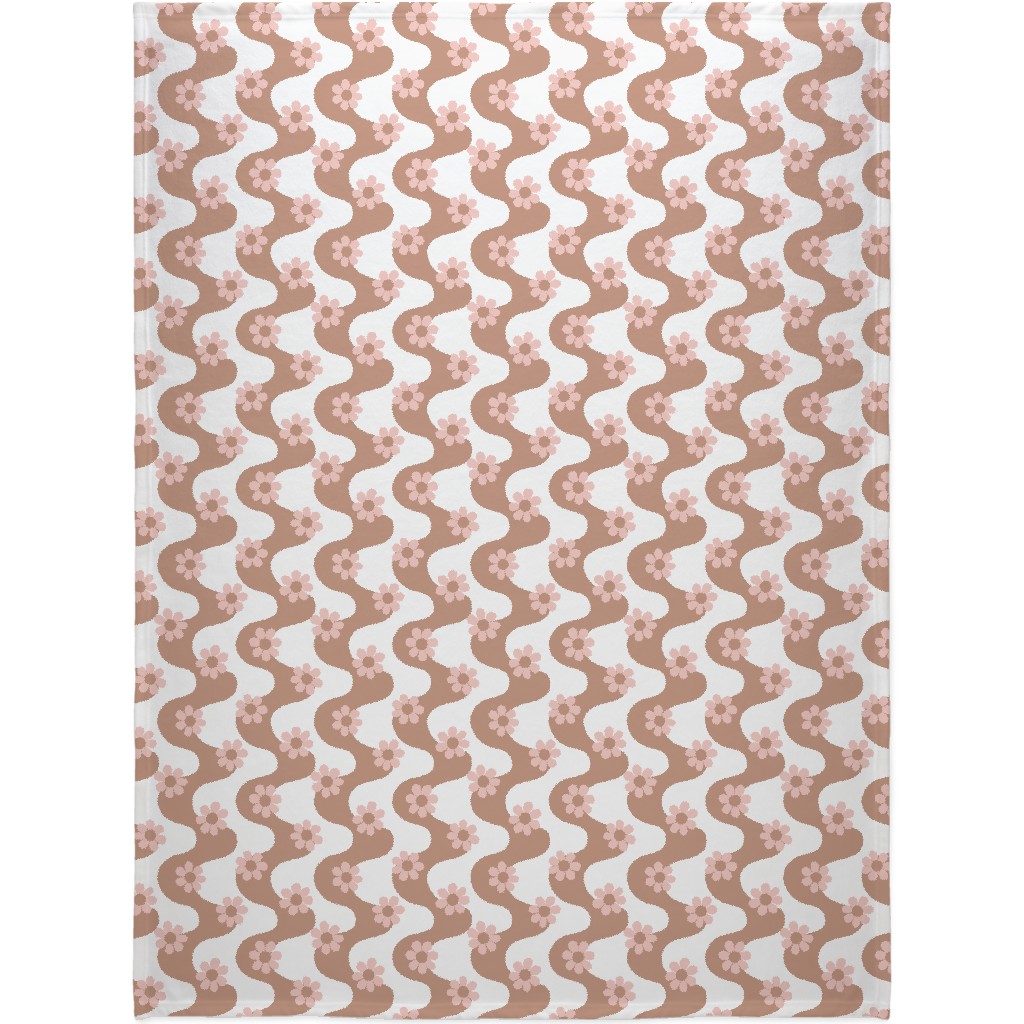 Groovy Daisy Rainbow Blanket, Fleece, 60x80, Beige, Beige