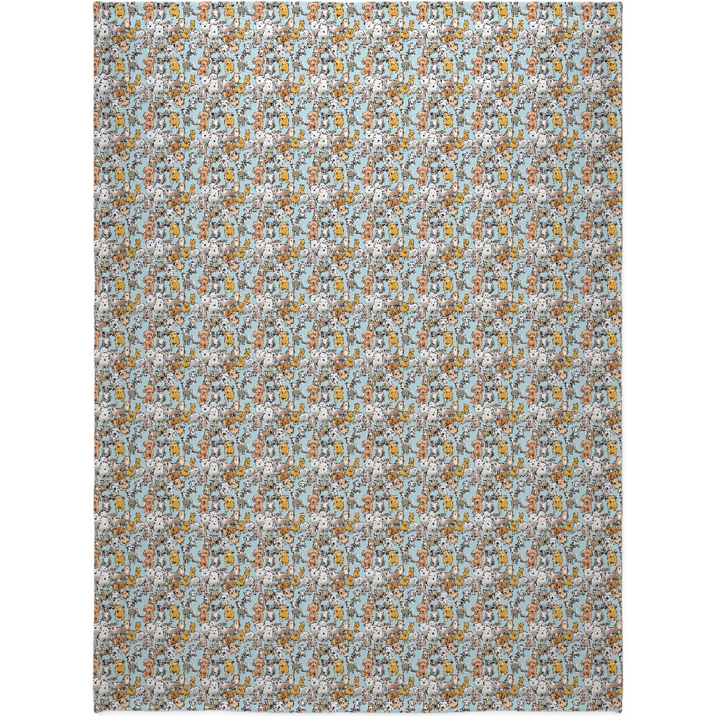 Puppies Blanket, Fleece, 60x80, Blue, Hydrangea