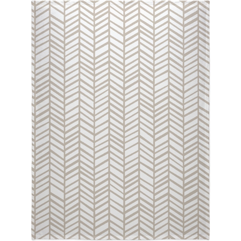 Herringbone Tender Shoots Blanket, Fleece, 60x80, Beige, Wheat