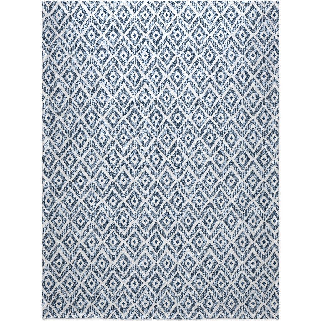 Ikat - Navy Blanket, Fleece, 60x80, Blue