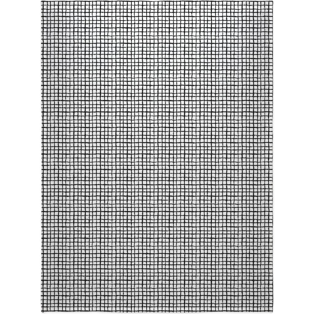 Simple Grid - Classic - Black and White Blanket, Fleece, 60x80, Black