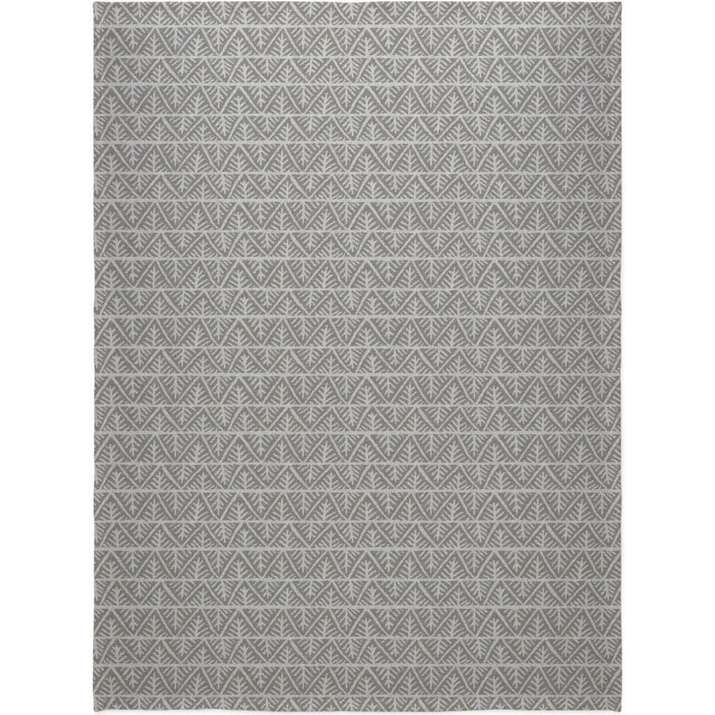 Textured Mudcloth Blanket, Fleece, 60x80, Gray, Silver