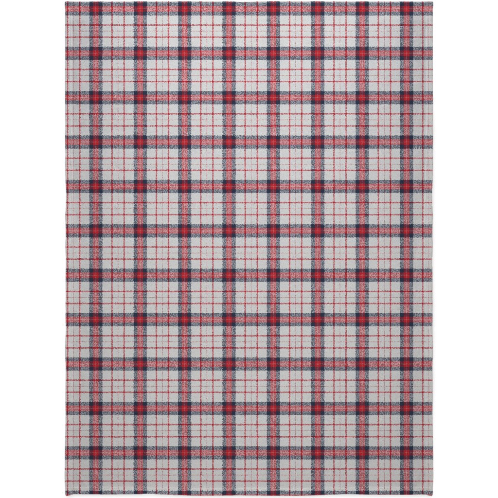 Red White and Blue Plaid Blanket, Fleece, 60x80, Multicolor
