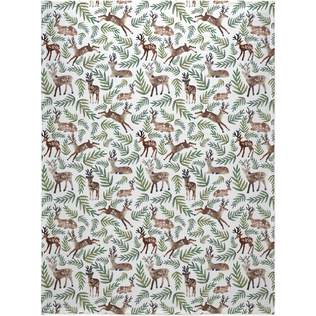 Loved Dearly - Green & Brown on White Blanket, Fleece, 60x80, Green, Classic Green