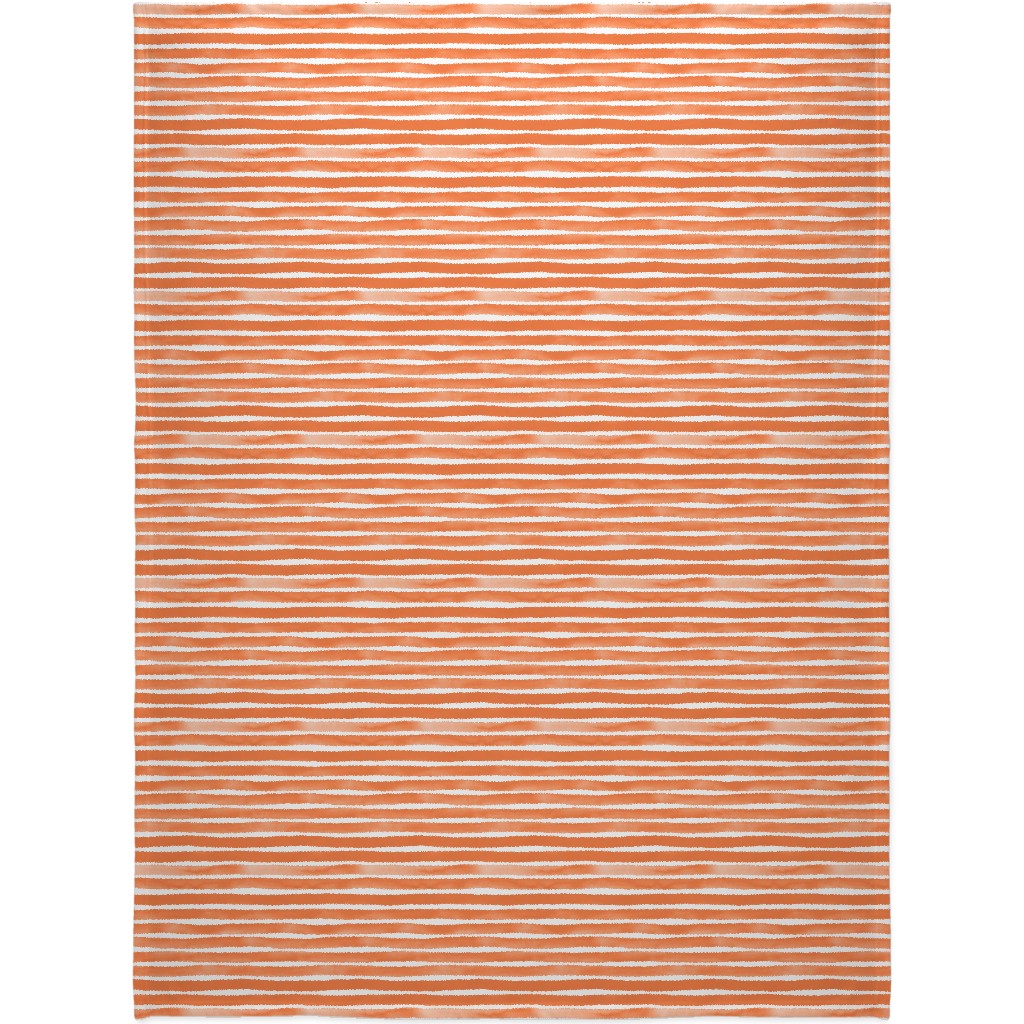 Imperfect Watercolor Stripes Blanket, Fleece, 60x80, Orange, Peach