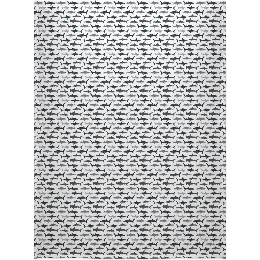 Sharks - Neutral Blanket, Fleece, 60x80, Gray