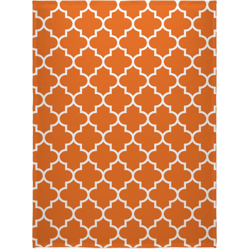 Quatrefoil - Orange Blanket, Fleece, 60x80, Orange