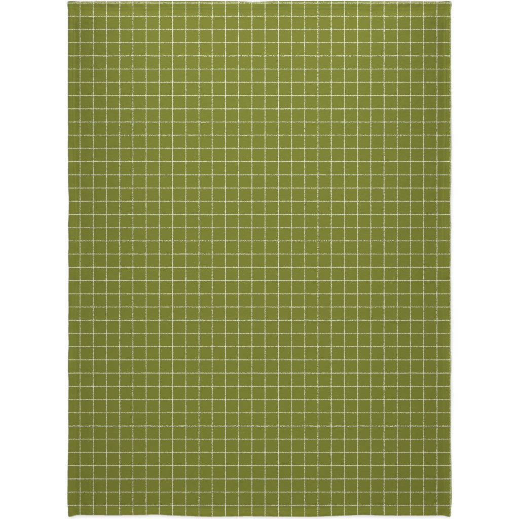 Watercolor Windowpane - Green Blanket, Fleece, 60x80, Green
