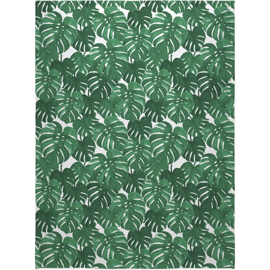 Tropical Palms - Green Blanket, Fleece, 60x80, Green