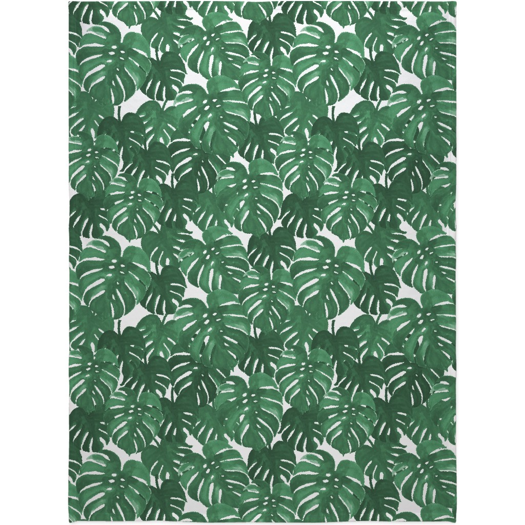 Tropical Palms - Green Blanket, Fleece, 60x80, Green