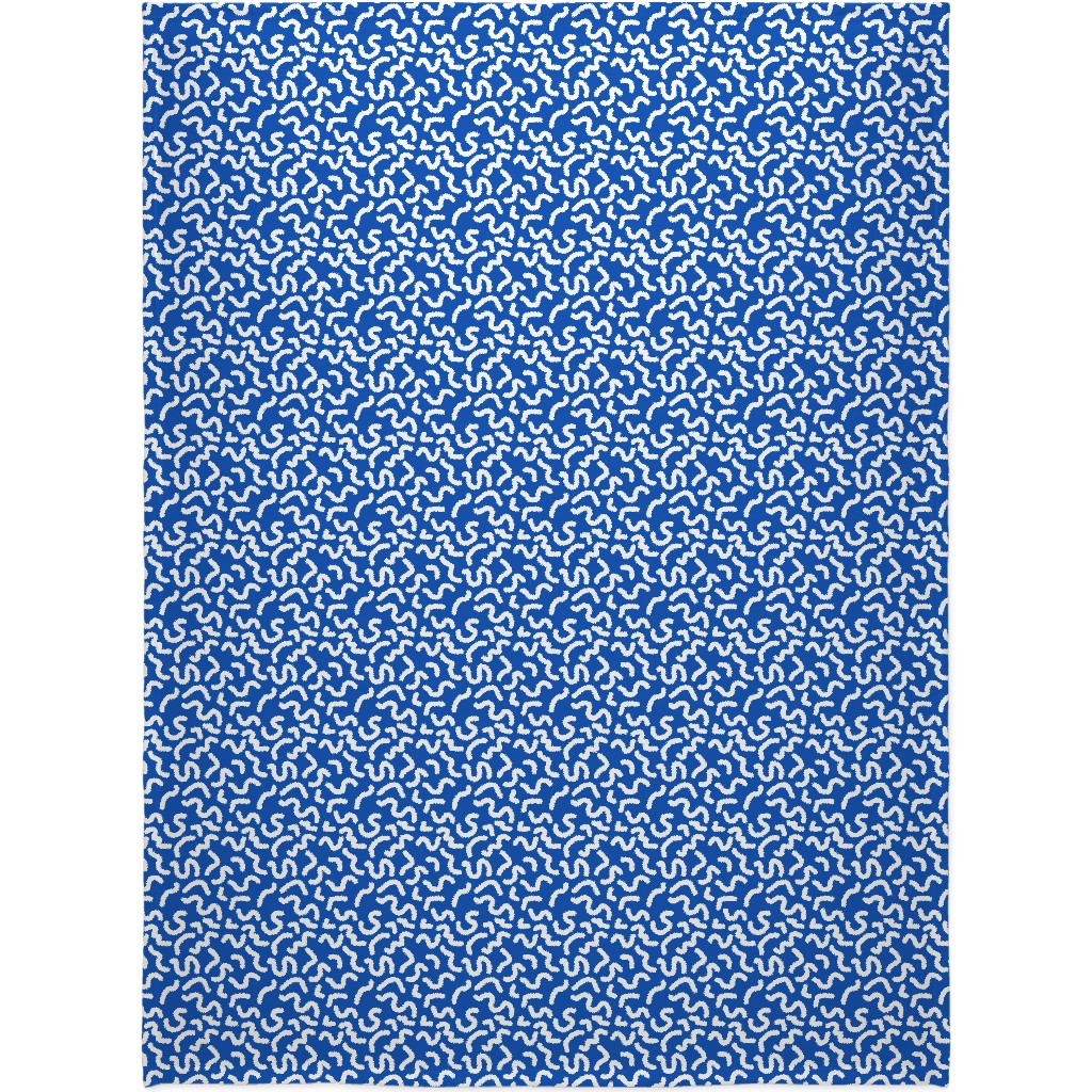 Dark Squiggles - Blue Blanket, Fleece, 60x80, Blue