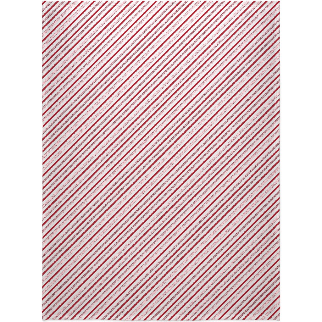 Candy Cane Stripes - Red on White Blanket, Fleece, 60x80, Red, Red