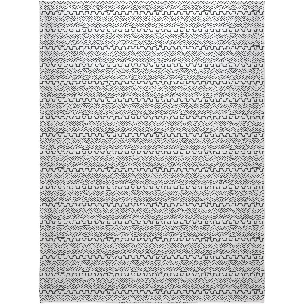 Mud Cloth - White Blanket, Fleece, 60x80, White