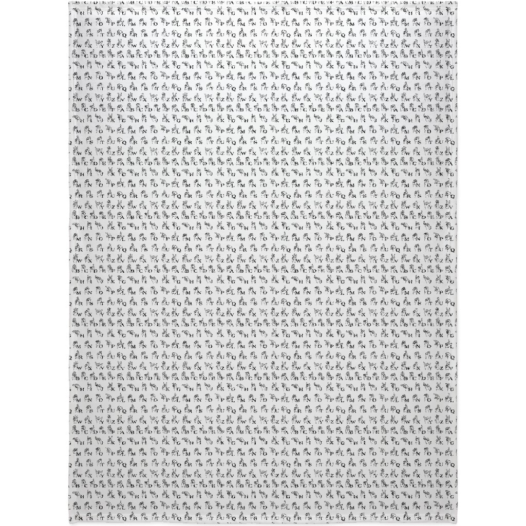 Sign Language Alphabet Blanket, Fleece, 60x80, White