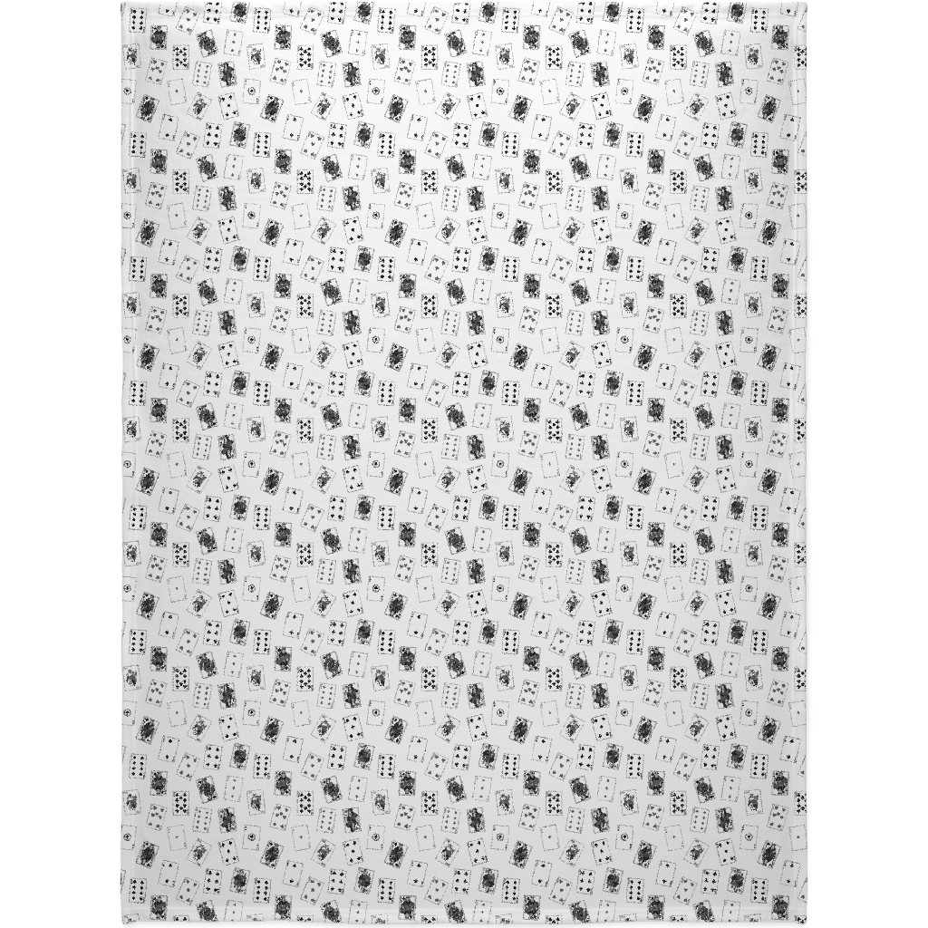 Scattered Playing Cards Blanket, Fleece, 60x80, White, Quarry