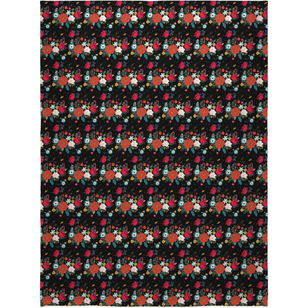 Winter Fields - Black Blanket, Fleece, 60x80, Multicolor