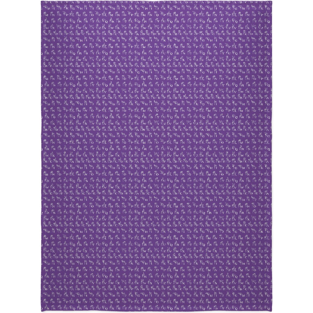 Sign Language Alphabet Blanket, Fleece, 60x80, Purple