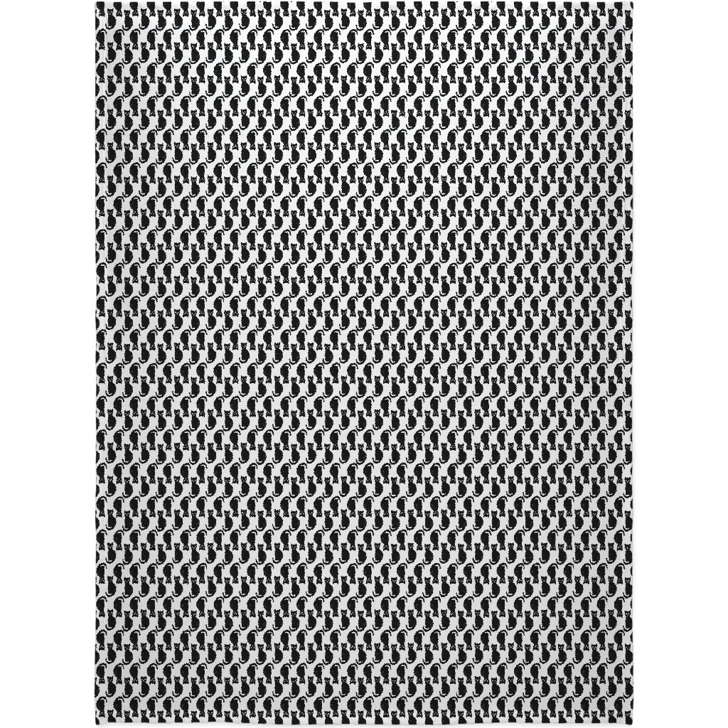 Black Cat Blanket, Fleece, 60x80, Black, Black