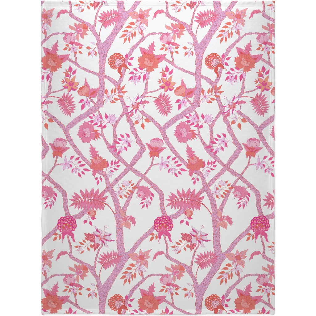 Peony Branch Mural Blanket, Fleece, 60x80, Pink