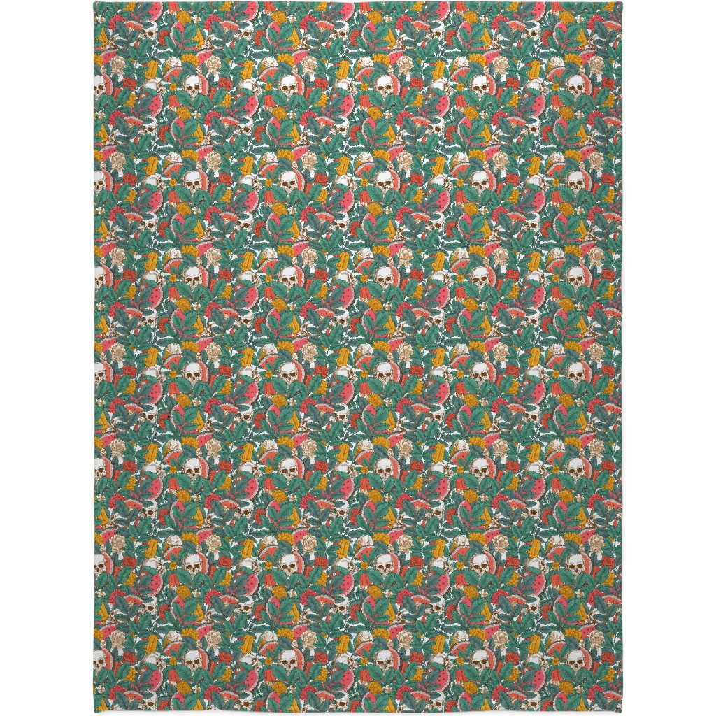 Summer Skull - Multi Blanket, Fleece, 60x80, Green