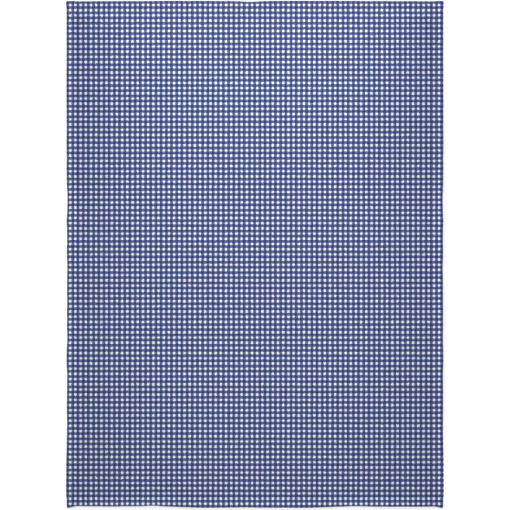 Watercolor Gingham - Navy Blue Blanket, Fleece, 60x80, Blue
