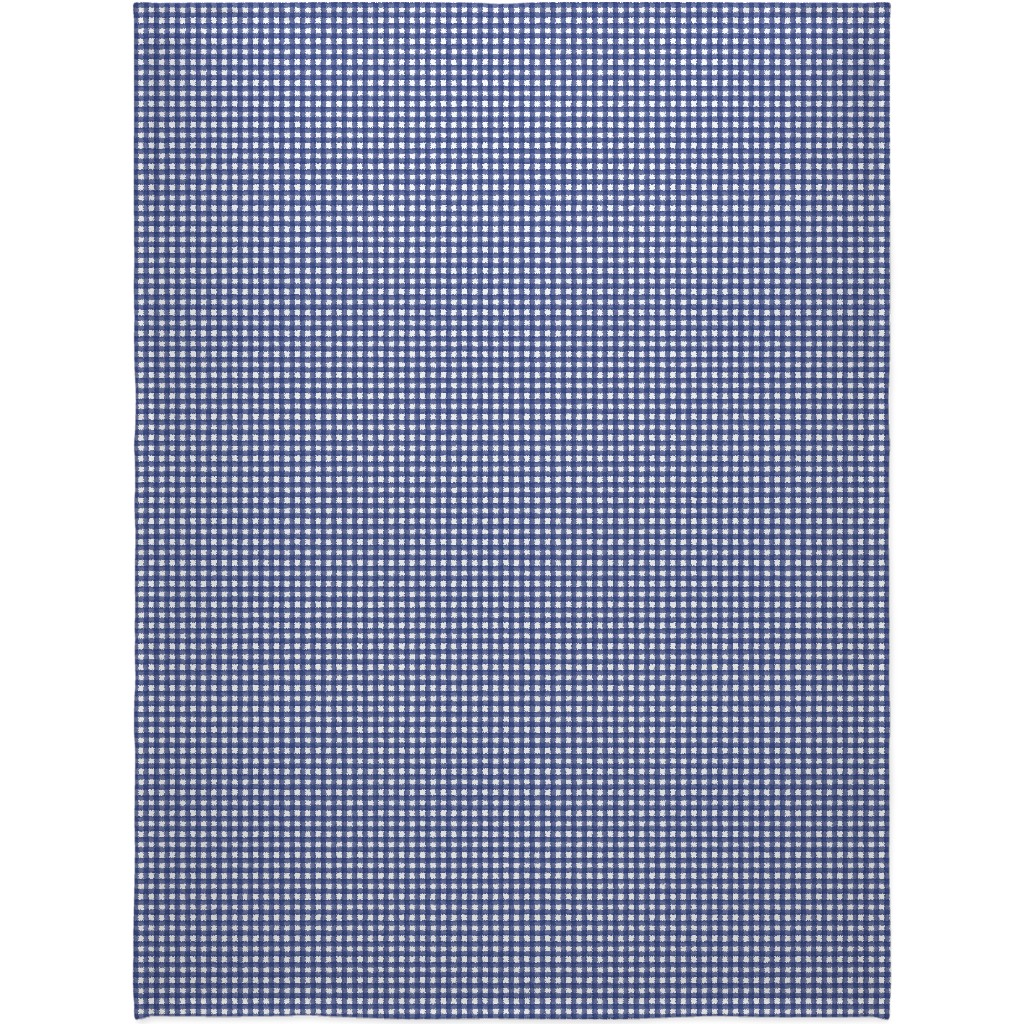 Watercolor Gingham - Navy Blue Blanket, Fleece, 60x80, Blue, True Blue