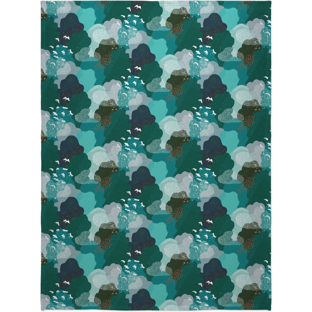 Forest Bird's Eye View - Green Blanket, Fleece, 60x80, Green, Classic Green