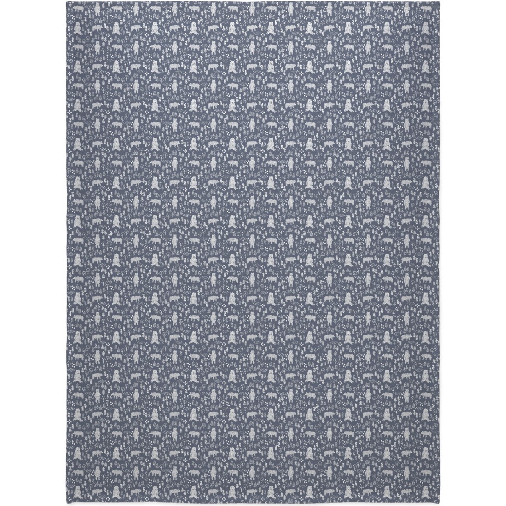Woodland Bear Blanket, Fleece, 60x80, Gray, Gray