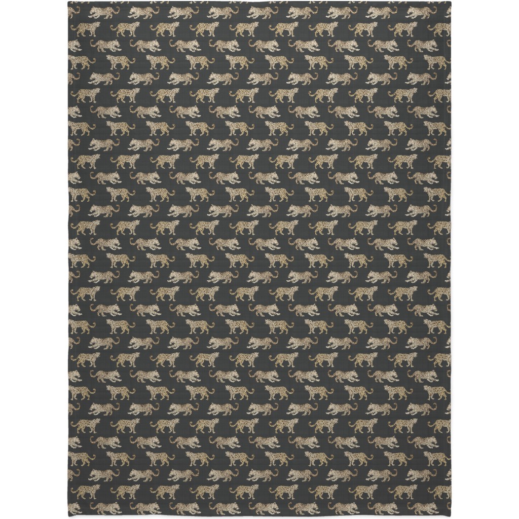 Leopard Parade Blanket, Fleece, 60x80, Gray, Dark Gray