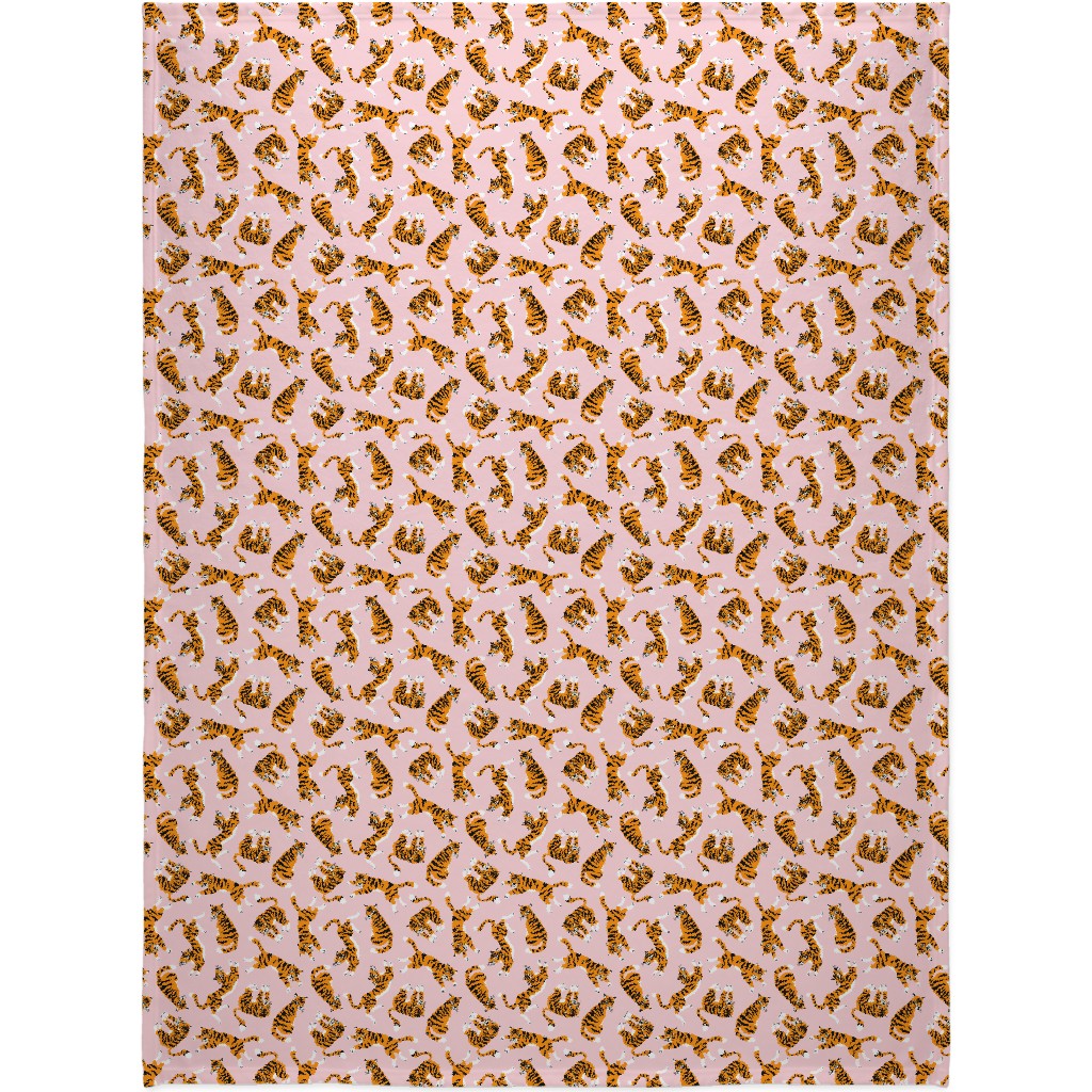 Tigers - Pink Blanket, Fleece, 60x80, Pink, Bright Pink