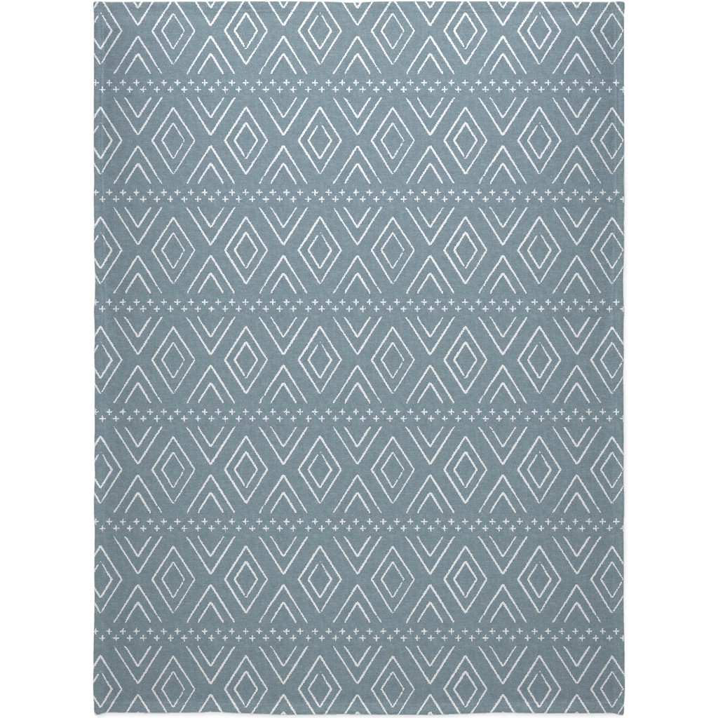 Farmhouse Diamonds Blanket, Fleece, 60x80, Blue, Wheat