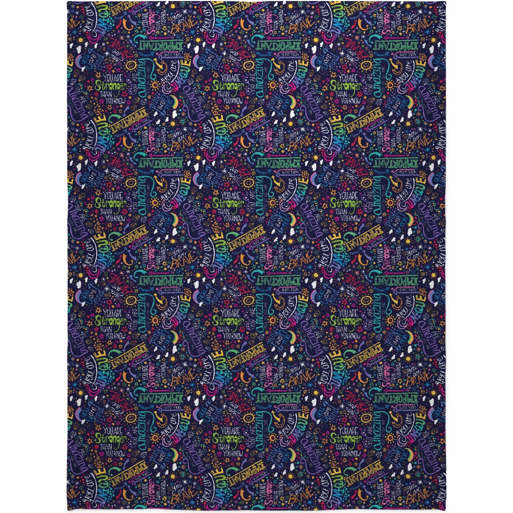 Affirmations Blanket, Fleece, 60x80, Multicolor, Black