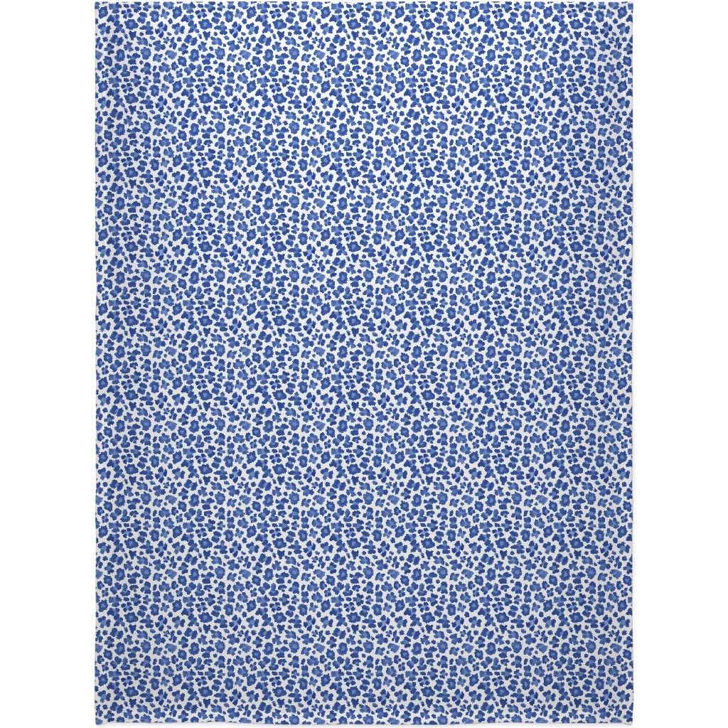 Leopard Print - Blue and White Blanket, Fleece, 60x80, Blue, True Blue