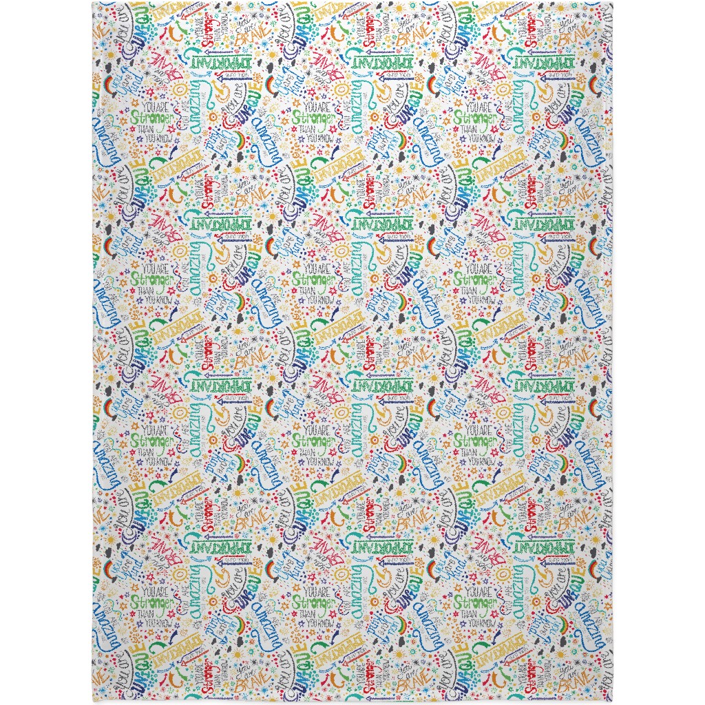 Affirmations Blanket, Fleece, 60x80, Multicolor, White