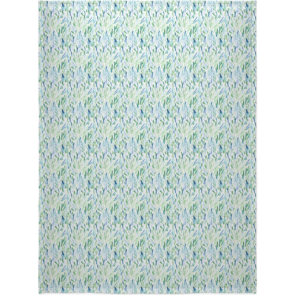 Watercolor Eucalyptus Leaves - Blue and Green Blanket, Fleece, 60x80, Green, Classic Green