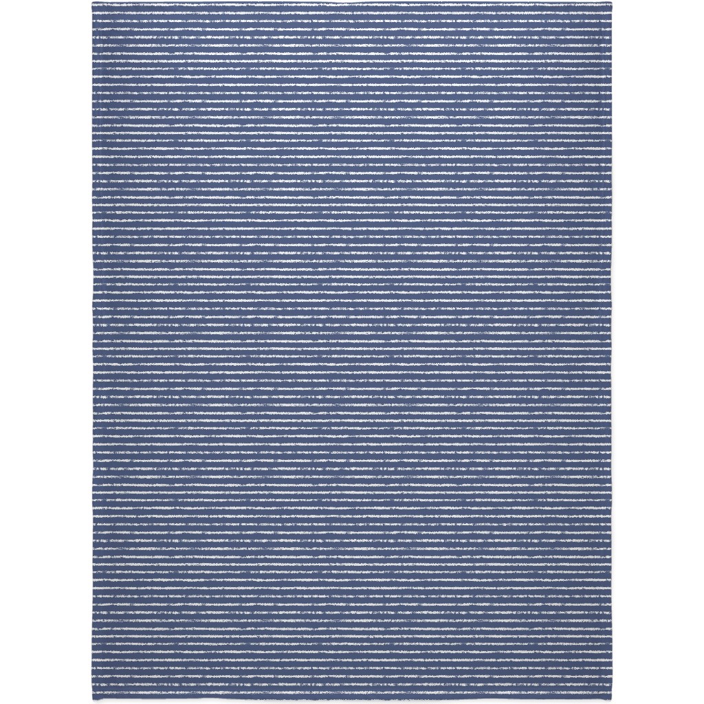 Distressed Dusty Blue and White Stripes Blanket, Fleece, 60x80, Blue, True Blue