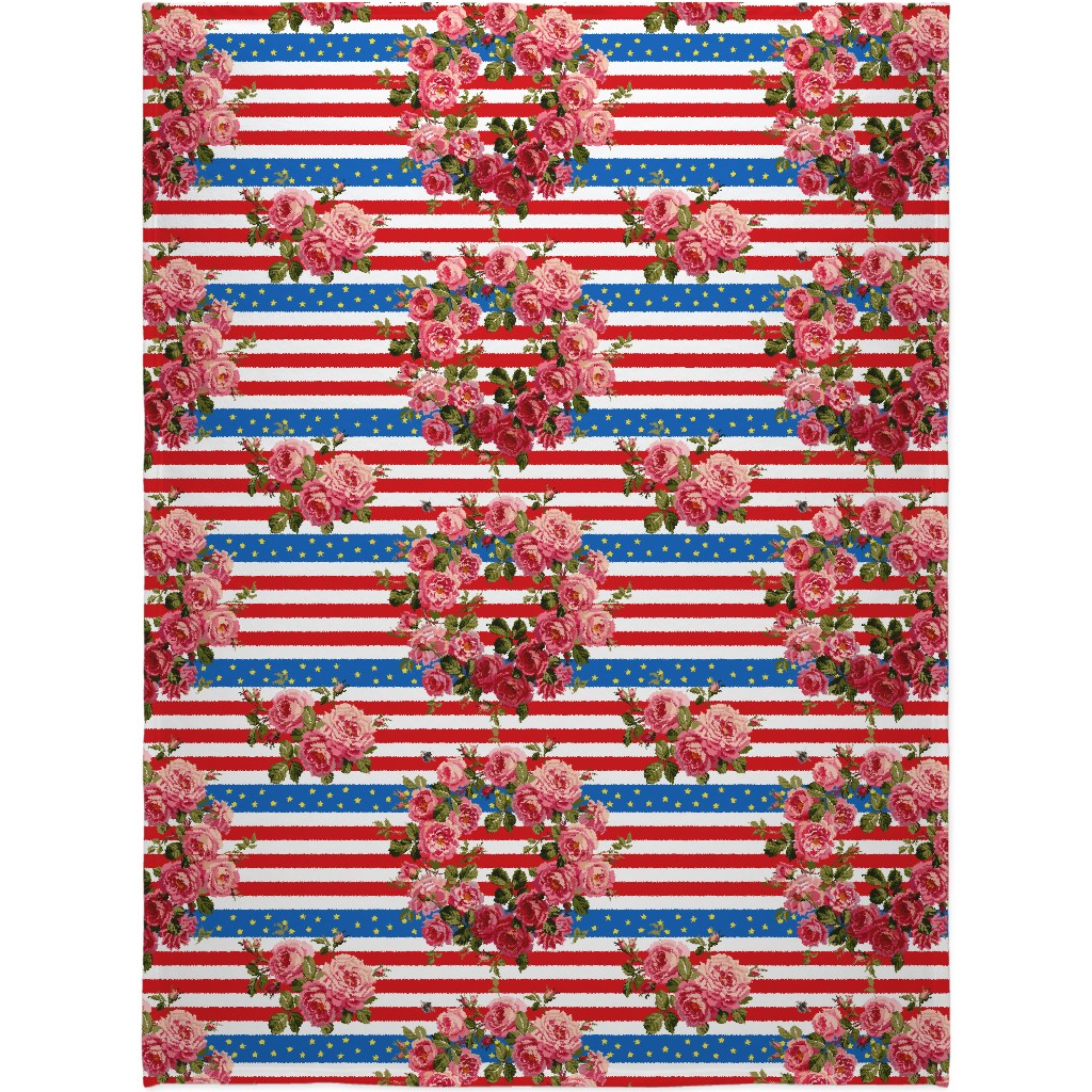 Americana Summer Roses - Multi Blanket, Fleece, 60x80, Multicolor