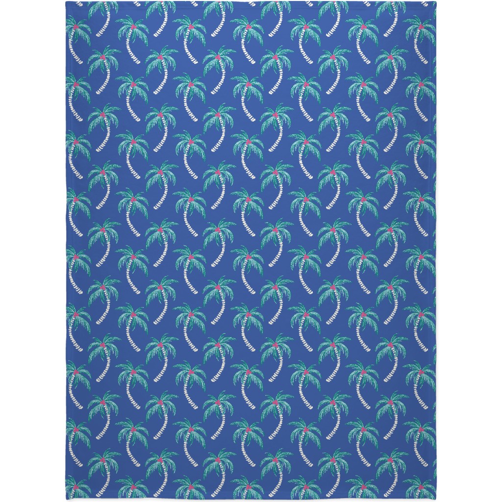 Tropical Palms Blanket, Fleece, 60x80, Blue