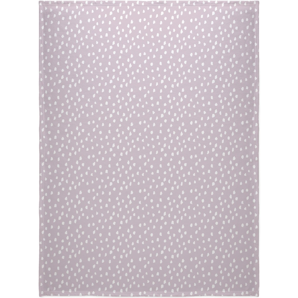 Scattered Marks - White on Lilac Blanket, Fleece, 60x80, Purple