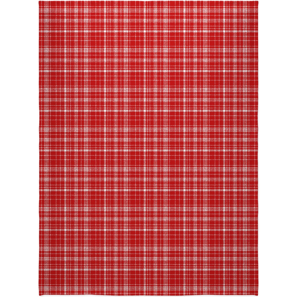 Tartan Check Blanket, Fleece, 60x80, Red