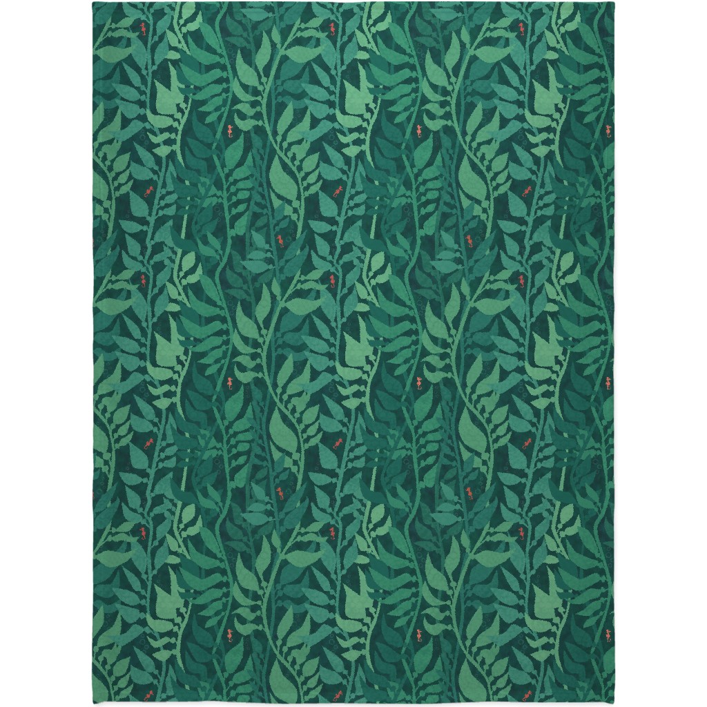 Mermaid Wonderland Kelp - Green Blanket, Fleece, 60x80, Green