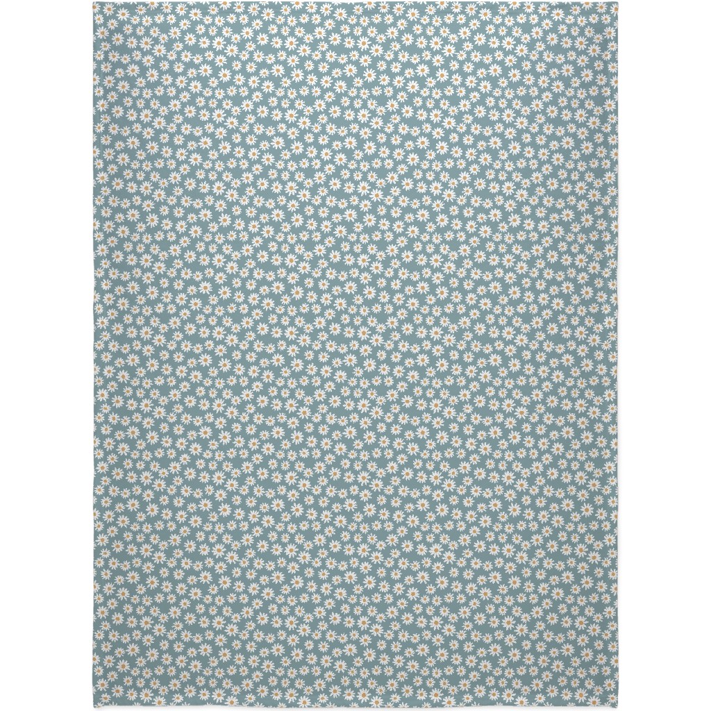 Daisies Blanket, Fleece, 60x80, Blue, Cool Gray