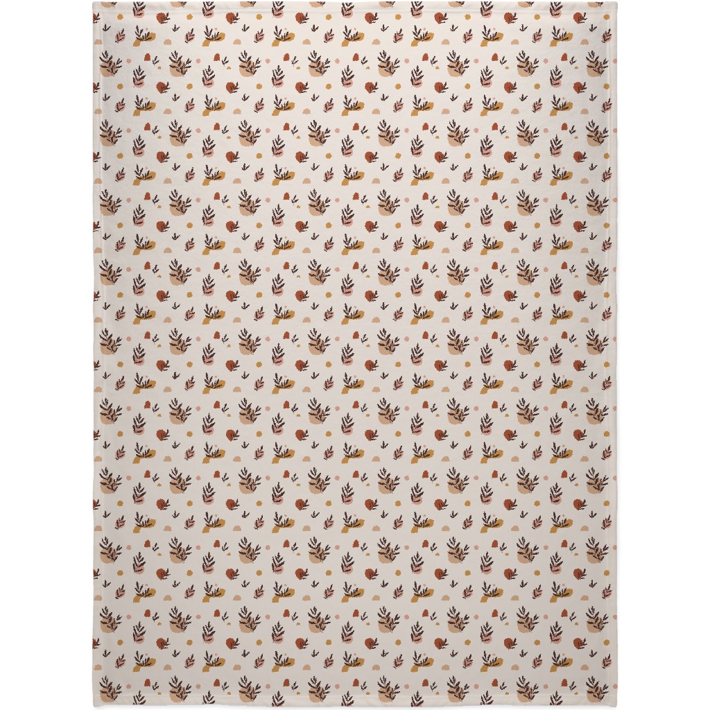 Abstraction and Tropical Leaves - Light Blanket, Fleece, 60x80, Beige, Pearl