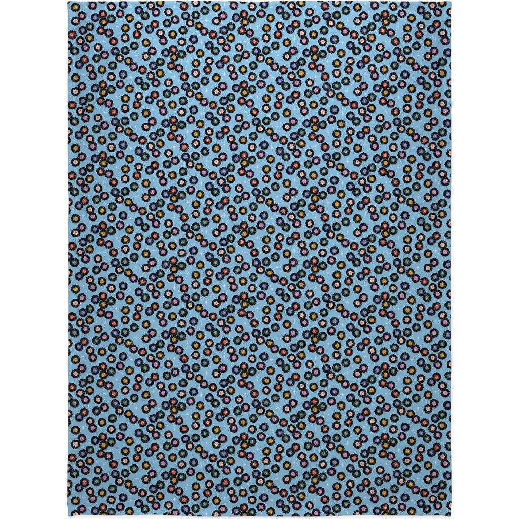 Pop Star Vintage Vinyl Records Blanket, Fleece, 60x80, Blue, Waterfall
