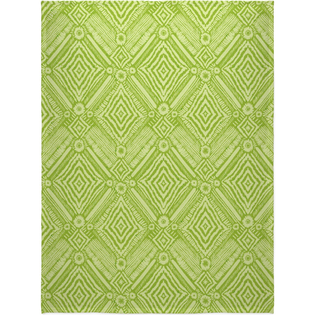 Textural Diamonds - Green Blanket, Fleece, 60x80, Green, Classic Green