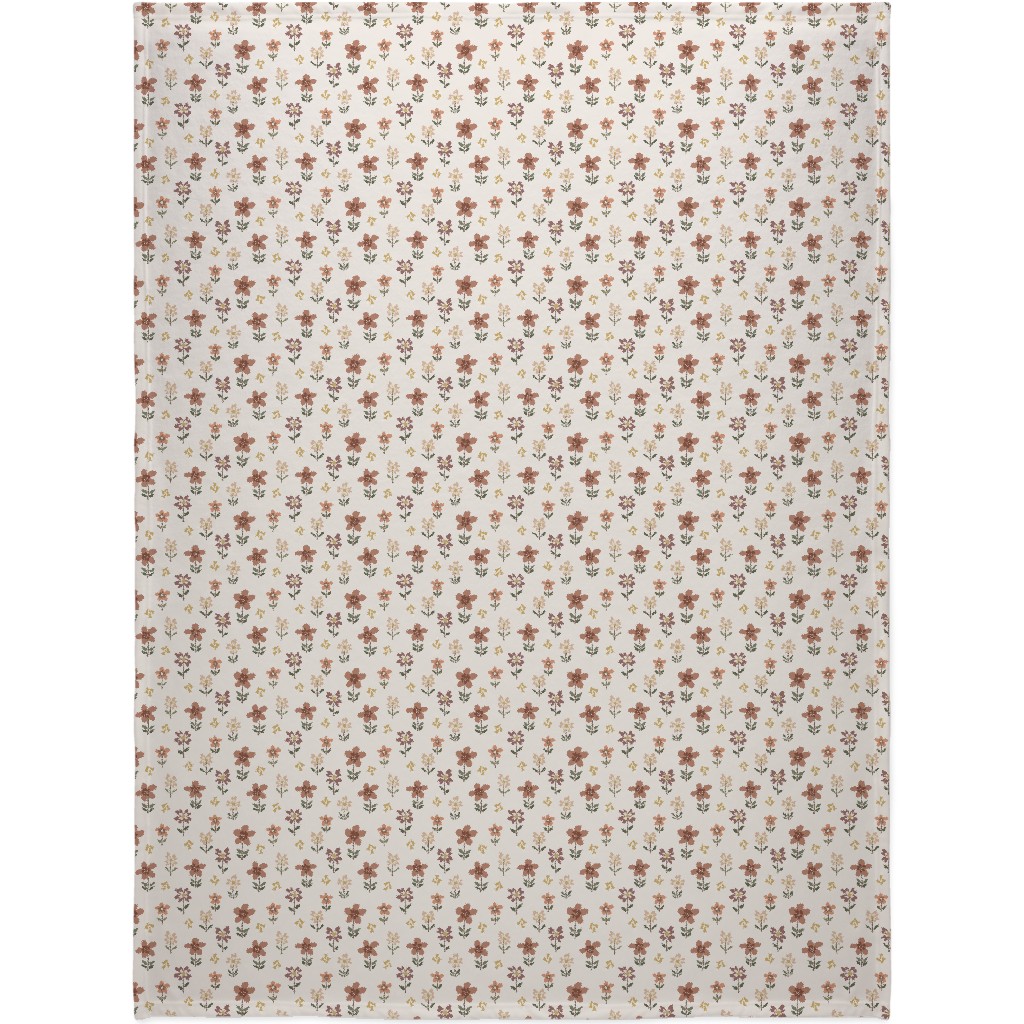 Cute Daisies & Foxgloves Floral - Earth Tones Blanket, Fleece, 60x80, Pink