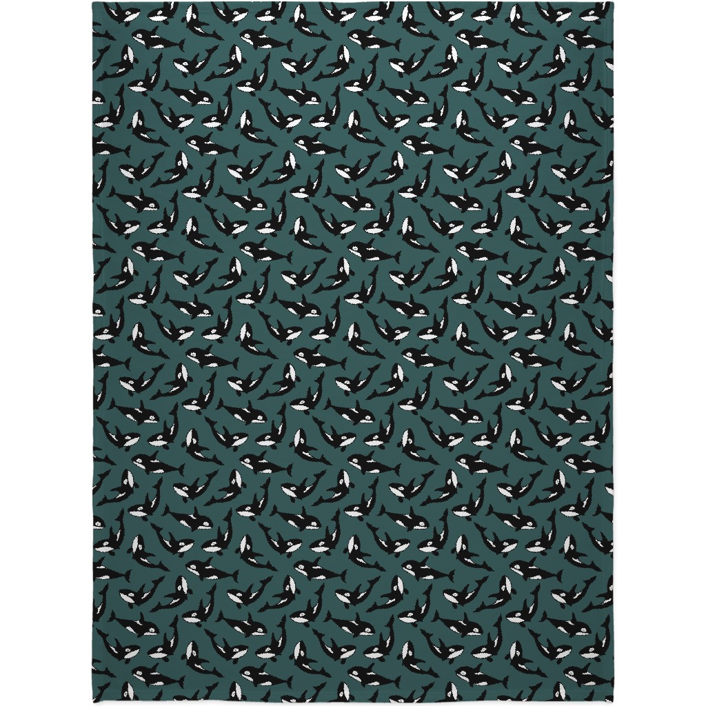 Orca Blanket, Plush Fleece, 60x80, Green, Seaweed